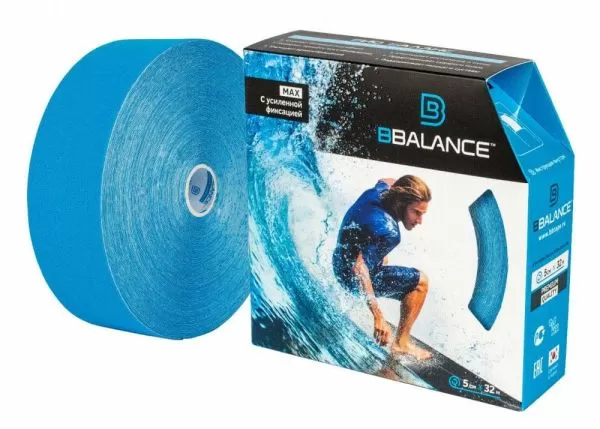 Кинезио-тейп BBalance BBTape Max с усиленным клеем 5см*32м голубой