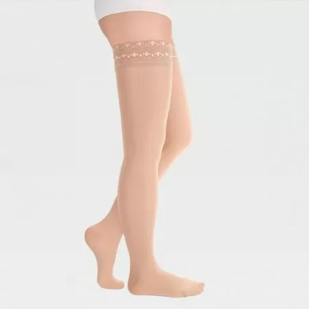 Чулки компрессионные IDEALISTA ID-301T женские 2 класс компрессии с закрытым носком полупрозрачные с кружевной резинкой цвет карамель 
