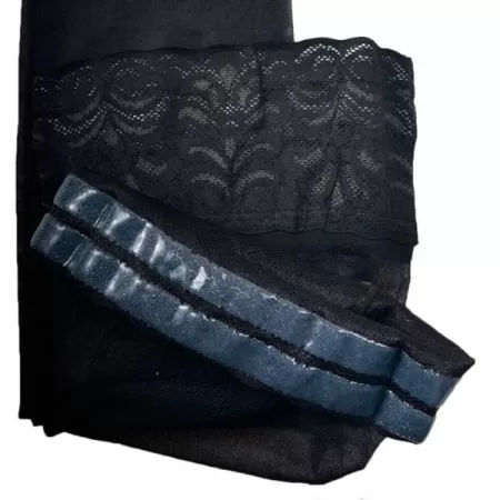 Чулки компрессионные Ergoforma 221 женские 2 класс компрессии с закрытым носком и кружевной резинкой полупрозрачные черные 