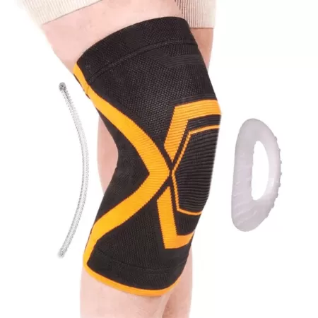 Бандаж на коленный сустав Экотен Heeber H-103 c силиконовым кольцом и пружинными ребрами жесткости 