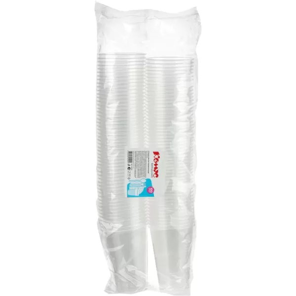 Стакан одноразовый пластиковый 200/220 мл прозрачный (100 штук в упаковке)