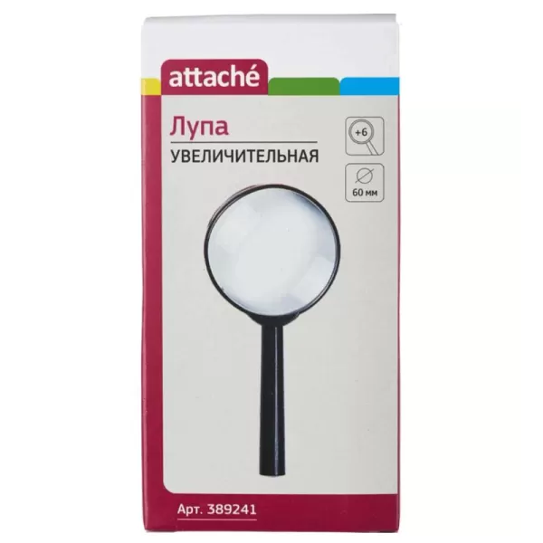 Лупа Attache с ручкой, 6-кратное увеличение,  диаметр 60 мм