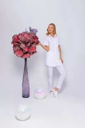 Блуза медицинская женская "Доктор Стиль" Сафари (белая) new