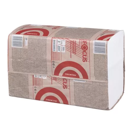 Полотенца бумажные листовые Focus H2 Z-сложение 2-слойные белые, в пачке 200 листов 