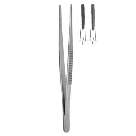 Пинцет анатомический, с атравматической нарезкой Hilbro 34.0043