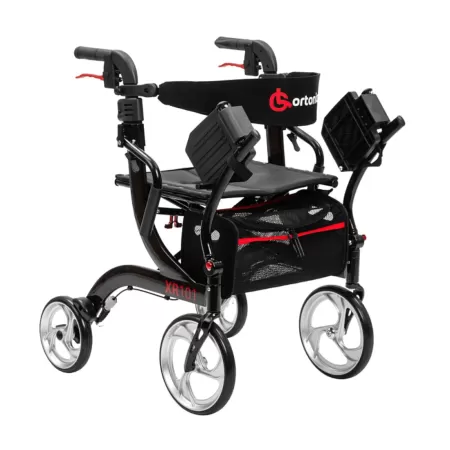 Ходунки-роллаторы ORTONICA XR101 с функцией трансформации в кресло-каталку, черные