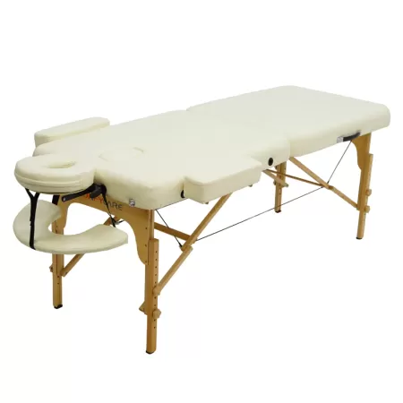 Стол массажный MET Comfort PRO W2, артикул 19028, 2-х секционный складной на буковом каркасе с регулировкой высоты, кремовый