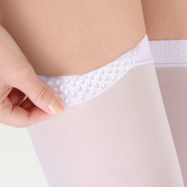 Чулки компрессионные IDEALISTA ID-380W унисекс 1 класс компрессии с закрытым носком антиэмболические для операции на широкое бедро белые 